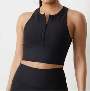 Abercrombie And Fitch - YPB sculptLUX Plunge Henley Slim Tank Black - M